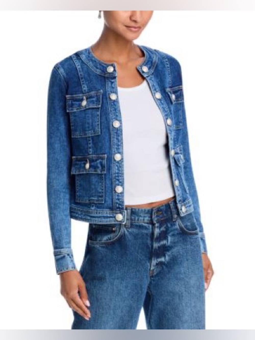 Lagence Yari Collarless Jean Jacket Size Large